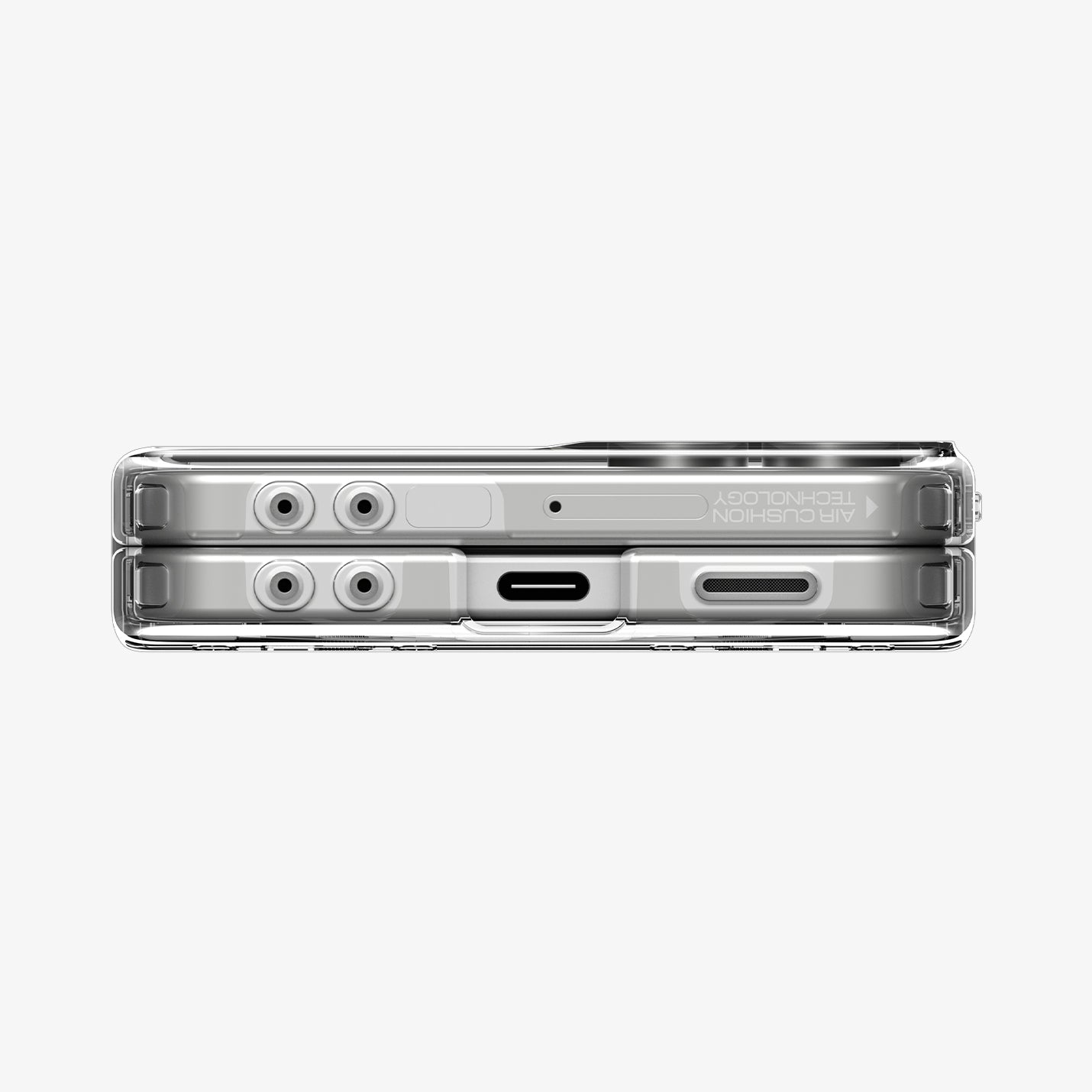 ACS09559 - Galaxy Z Flip 7 Case Ultra Hybrid Pro (MagFit) in clear white showing the bottom of case