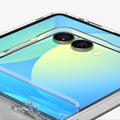 ACS09559 - Galaxy Z Flip 7 Case Ultra Hybrid Pro (MagFit) in clear white showing the back zoomed in on the camera lens