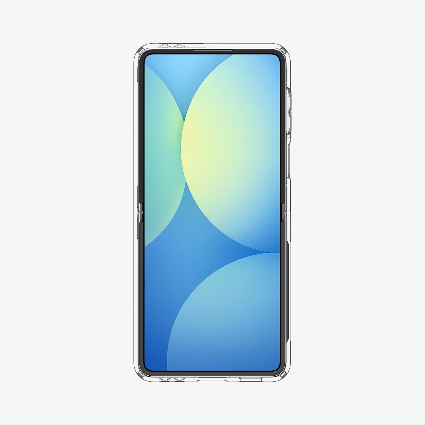 ACS09559 - Galaxy Z Flip 7 Case Ultra Hybrid Pro (MagFit) in clear white showing the front with device fully open