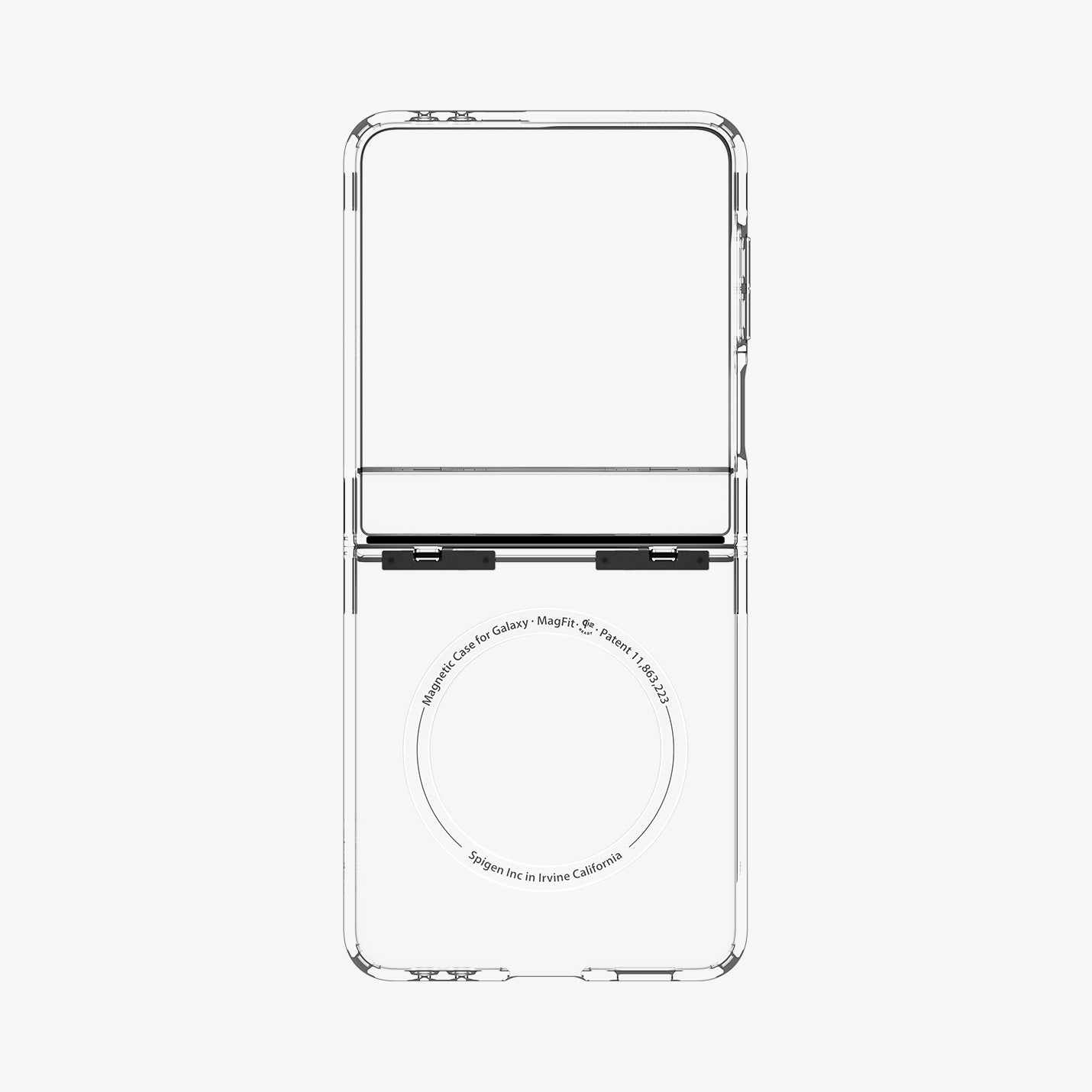 ACS09559 - Galaxy Z Flip 7 Case Ultra Hybrid Pro (MagFit) in clear white showing the inside of case