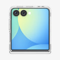 ACS09559 - Galaxy Z Flip 7 Case Ultra Hybrid Pro (MagFit) in clear white showing the back screen with device folded