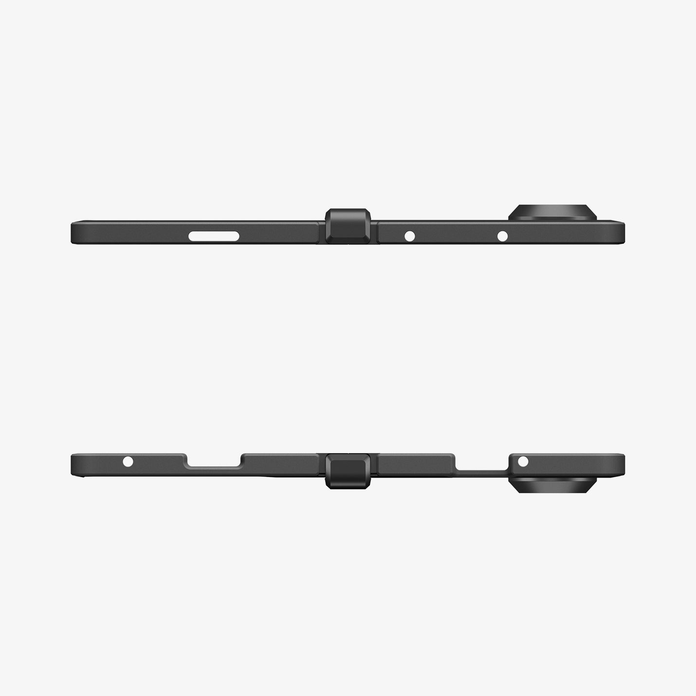 ACS09549 - Galaxy Z Fold 7 Tough Armor Pro (MagFit) in black showing the top and bottom of 2 devices fully open facing each other