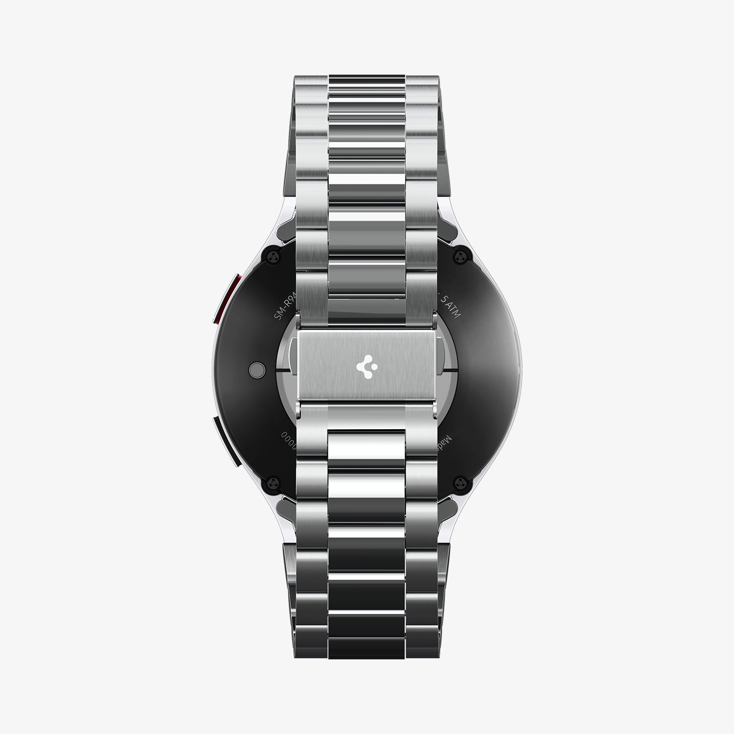 AMP06498 - Watch 6 (44mm) Modern Fit 316L Band in Silver showing the partial back and bottom