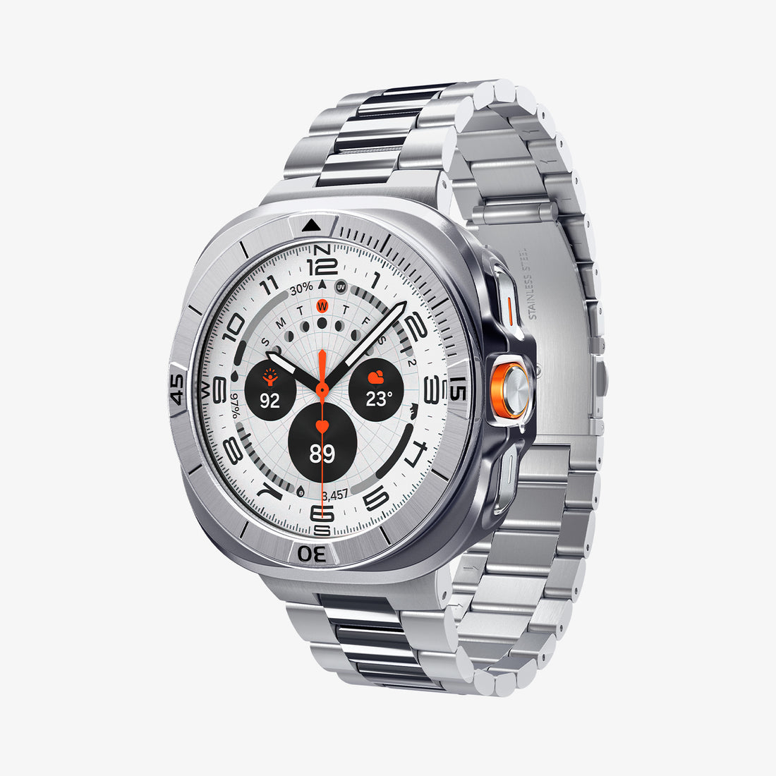 ACS08828 - Watch Ultra (47mm) Case Bezel Tune Pro in Silver showing the partial side and inner bottom
