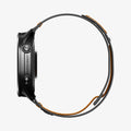 AMP11425 - Gamin 22mm Athlex Air Quick Realase showing side profile of smartwatch with slim Athlex Air 2 Quick Release 22mm band design in black and orange