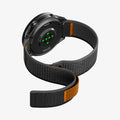 AMP11425 - Gamin 22mm Athlex Air Quick Realase showing angled rear perspective of smartwatch with textured Athlex Air 2 Quick Release 22mm woven band in black and orange