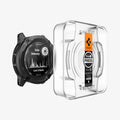 AGL07593 - Instinct 2X Glas.tR EZ FIT in Clear showing the device, screen protector, ez fit tray and packaging