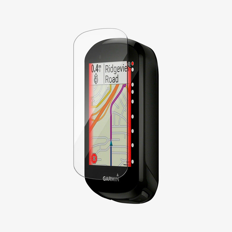 AGL04691 - Garmin Edge 830 Screen Protector GLAS.tR SLIM showing the screen protector hovering in front of the device