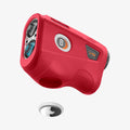 ACS07050 - Bushnell Tour V6 Shift Rangefinder Case Silicone Fit AirTag in red showing the front and side with airtag hovering below