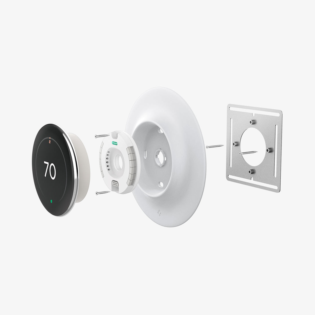 AHP09218 - Google Nest Learning Thermostat 4th Gen Wall Plate in Matte White showing the front