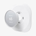 AHP02763 - Google Nest Thermostat Wall Plate in white showing the google nest hovering in front of the wall plate