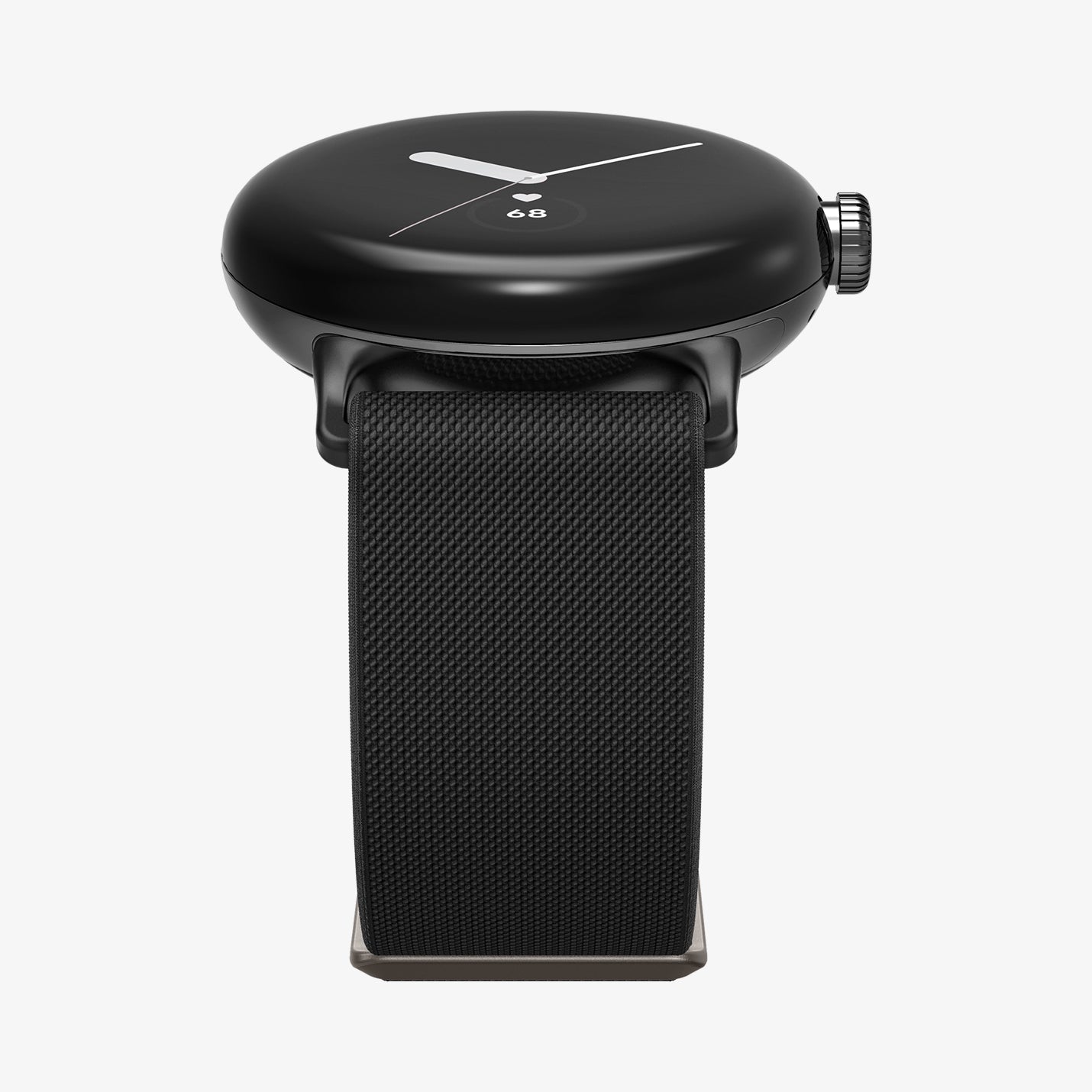 AMP06348 - Pixel Watch 5 (41mm) Lite Fit Black close-up view highlighting the textured woven material and durable stitching.