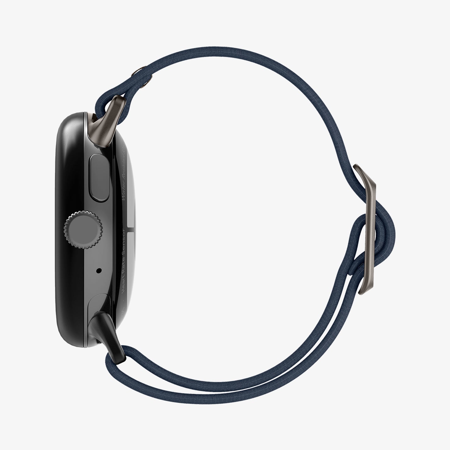 AMP07607 - Pixel Watch 5 (41mm) Lite Fit Navy side profile emphasizing the lightweight design and low-profile fit on the wrist.