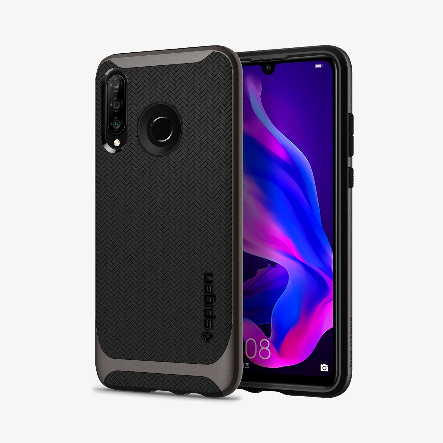 L39CS25742 - Huawei P30 Lite / Nova 4e Neo Hybrid Case in gunmetal showing the back and front