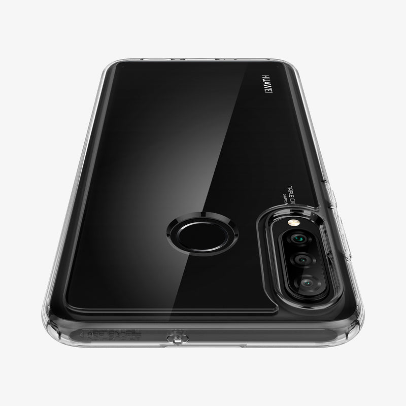 L39CS25741 - Huawei P30 Lite Case Ultra Hybrid in crystal clear showing the back and top zoomed in