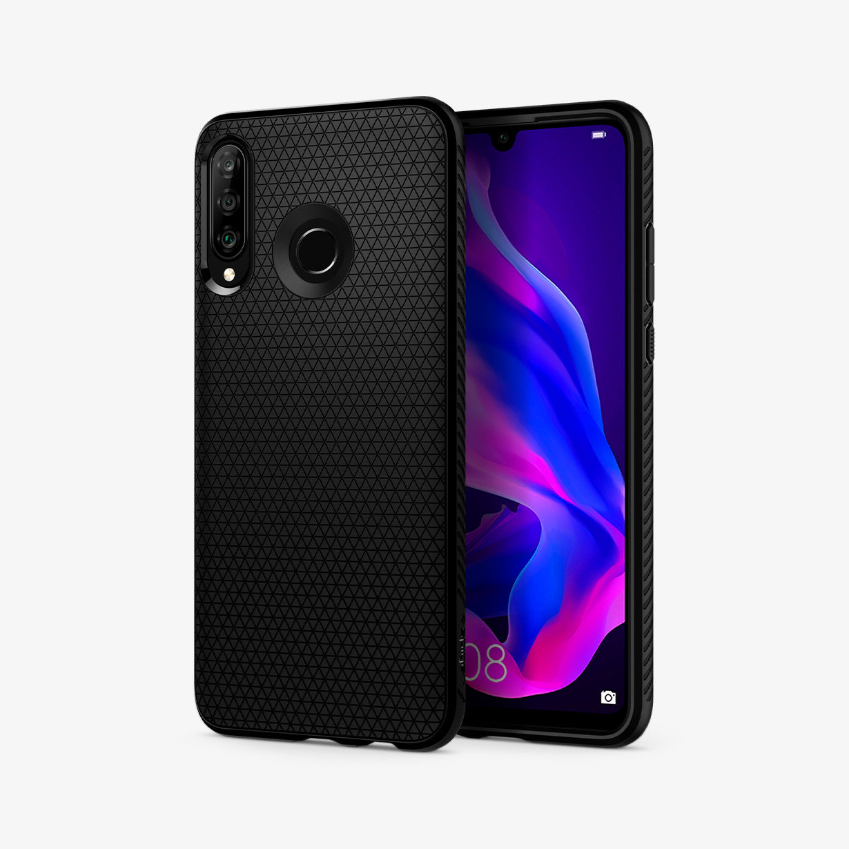 L39CS25738 - Huawei P30 Lite / Nova 4e Case Liquid Air in black showing the back and front