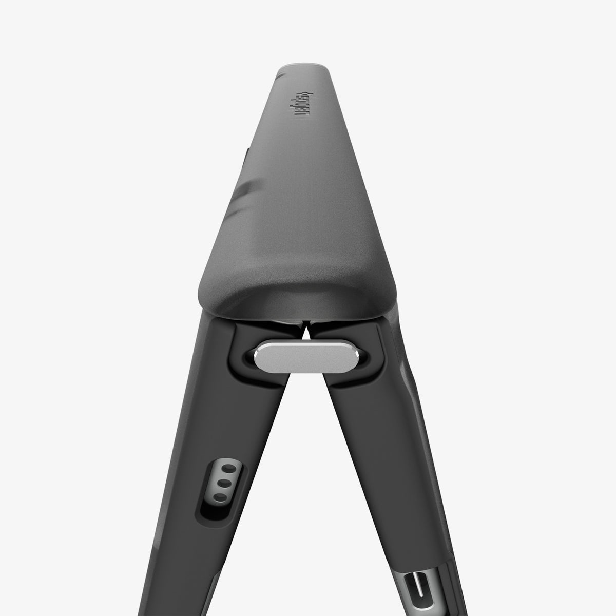 ACS11689 - iPhone Duo Ultra Hybrid Pro (Mag Fit) in Frost Black showing a close-up of the hinge structure designed for smooth folding