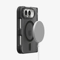 ACS11689 - iPhone Duo Ultra Hybrid Pro (Mag Fit) in Frost Black showing magnetic accessory compatibility with a secure attachment