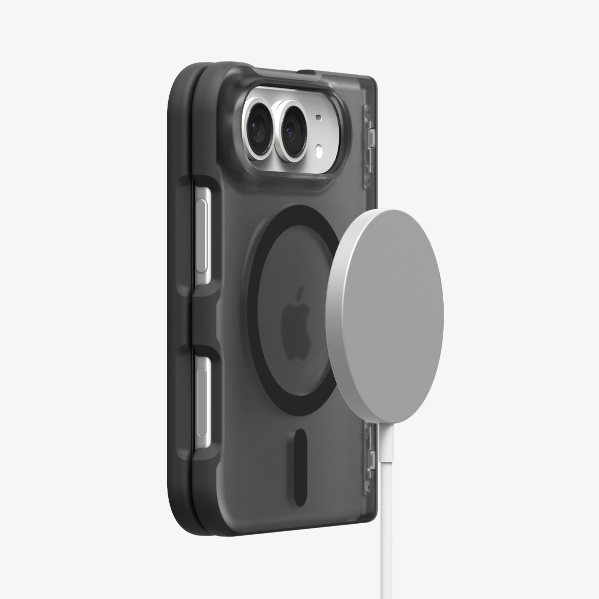 ACS11689 - iPhone Duo Ultra Hybrid Pro (Mag Fit) in Frost Black showing magnetic accessory compatibility with a secure attachment