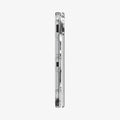 ACS11688 - iPhone Duo Ultra Hybrid Pro (Mag Fit) in Clear White showing the slim side profile with precise button cutouts and hinge protection