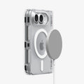 ACS11688 - iPhone Duo Ultra Hybrid Pro (Mag Fit) in Clear White showing magnetic accessory compatibility with a secure attachment
