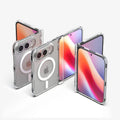 ACS11688 - iPhone Duo Ultra Hybrid Pro (Mag Fit) in Clear White showing the case in multiple folded and unfolded positions