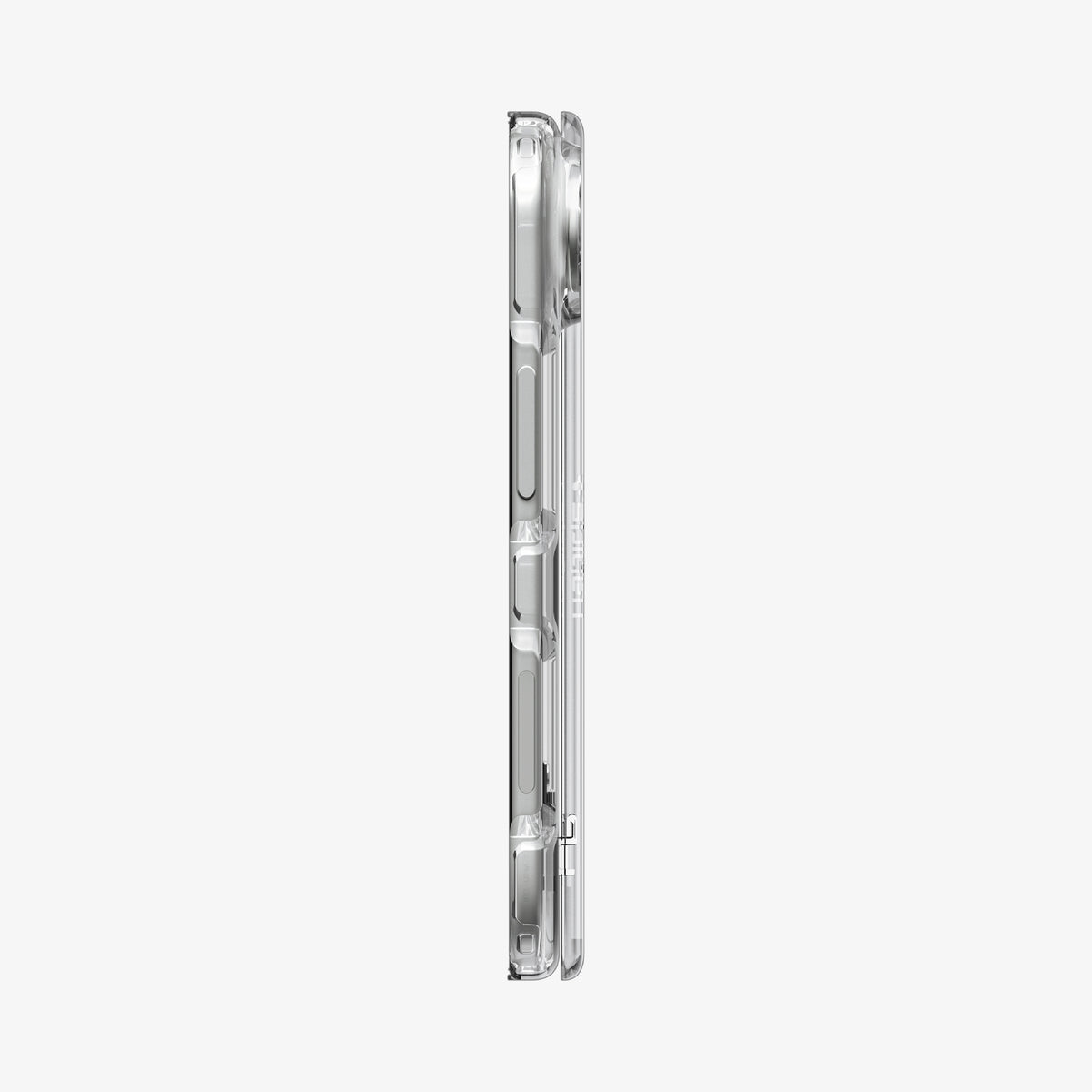 ACS11781 - iPhone Duo Ultra Hybrid Pro showing the slim side profile with precise button cutouts and hinge protection