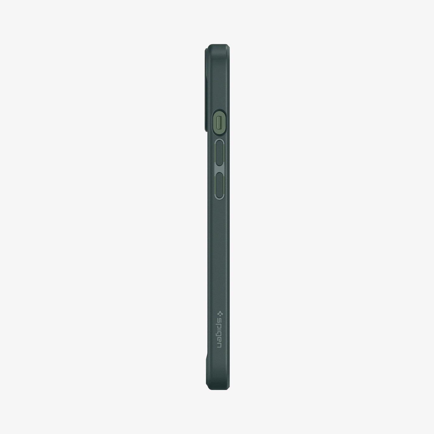 ACS04562 - iPhone 13 Case Ultra Hybrid in Midnight Green showing the side with side buttons
