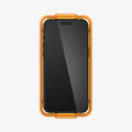 AGL06875 - iPhone 15 Pro Max Screen Protector AlignMaster GLAS.tR showing the front with alignment tray installed onto device