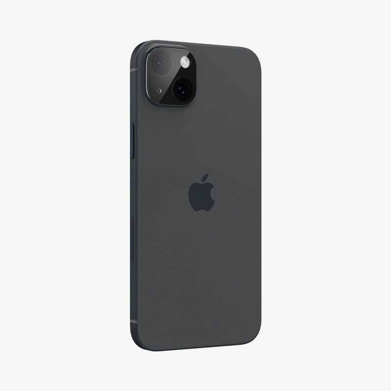 AGL06917 - iPhone 15 / 15 Plus Optik Lens Protector in black showing the back and partial side