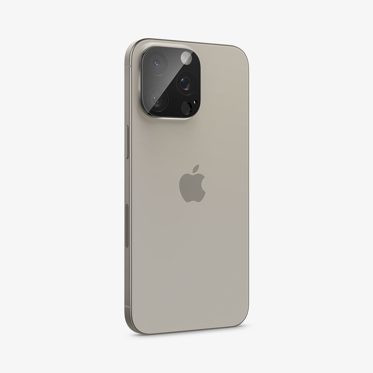 AGL06913 - iPhone 15 Pro / 15 Pro Max Optik Lens Protector in black showing the back and partial side