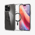 ACS08131 - iPhone 16 Pro Case Ultra Hybrid (MagFit) in Carbon Fiber showing the back, partial inner, partial front and sides