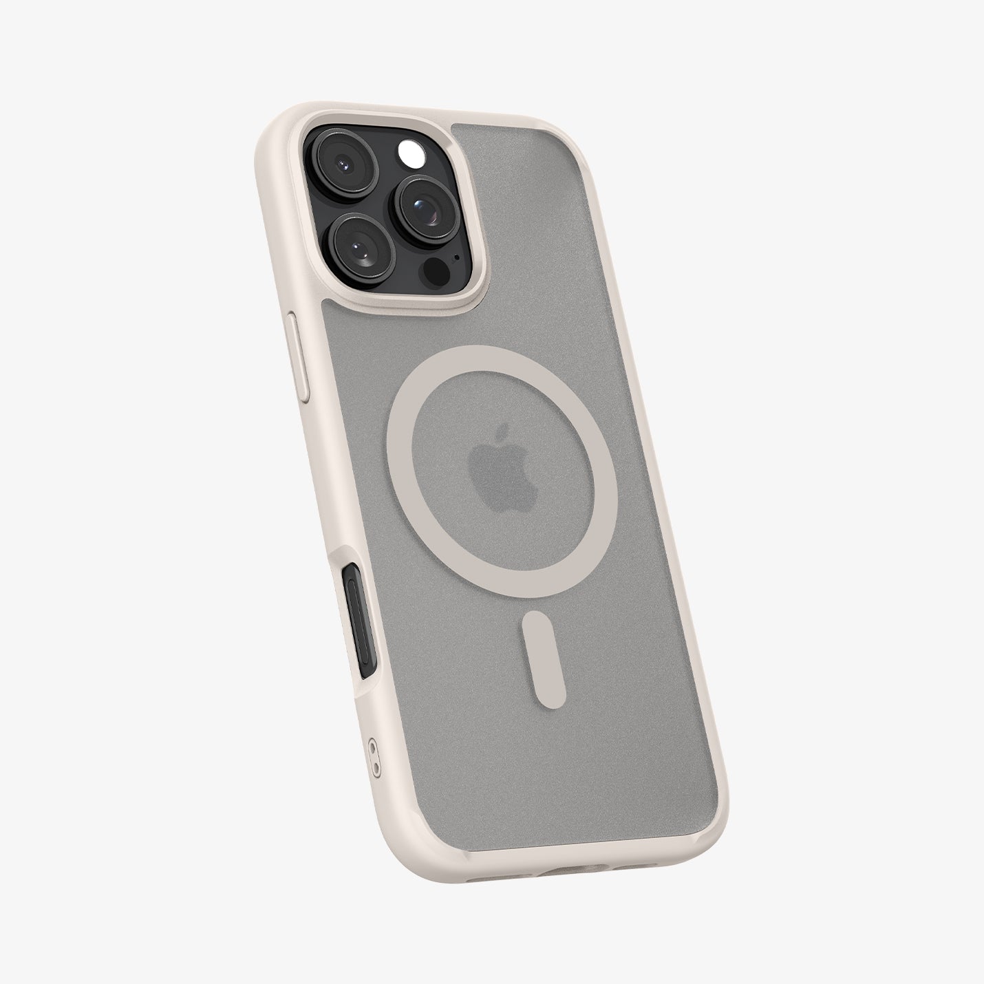 ACS08138 - iPhone 16 Pro Case Ultra Hybrid (MagFit) in Frost Natural Titanium showing the back, partial side and bottom