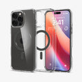 ACS08130 - iPhone 16 Pro Case Ultra Hybrid (MagFit) in Graphite showing the back, partial inner, partial front and sides