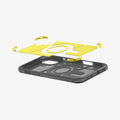 ACS08515 - iPhone 16 Case Tough Armor AI (MagFit) in Frost Black showing the impact foam hovering above the inner case