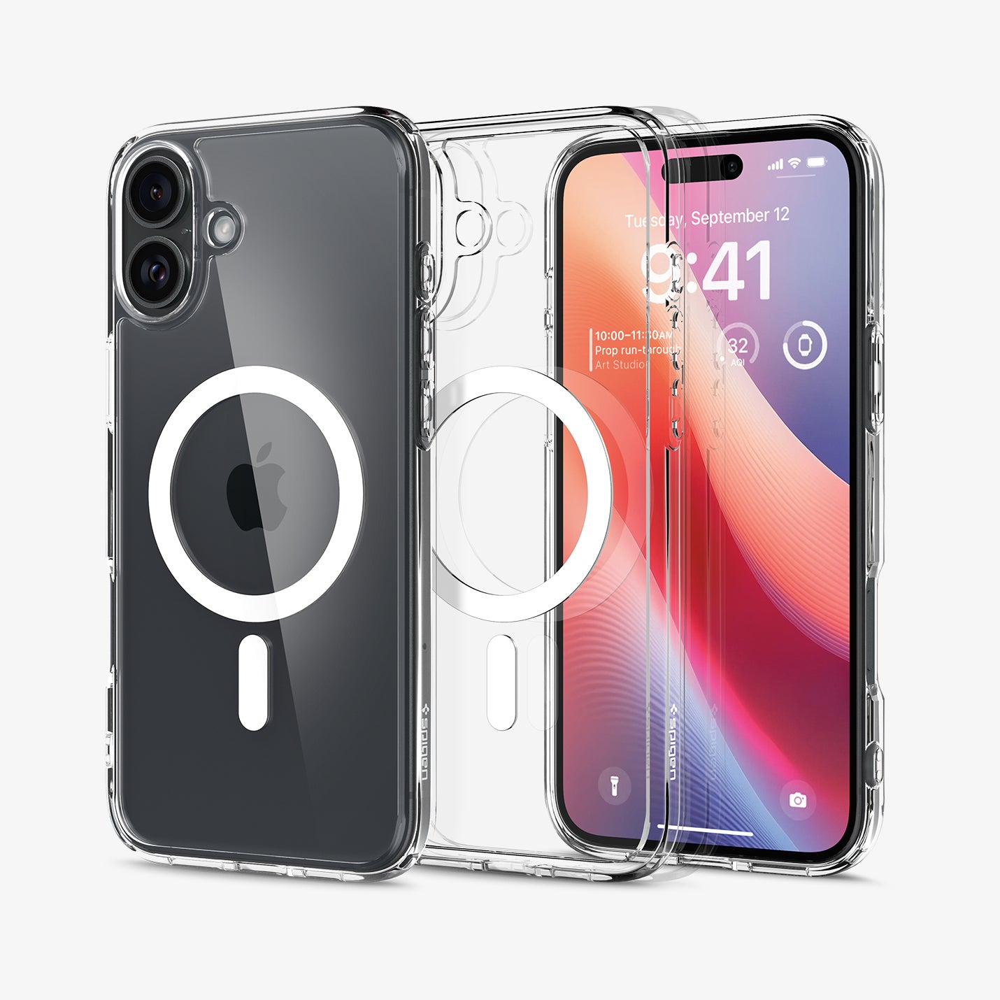 ACS08205 - iPhone 16 Case Ultra Hybrid (MagFit) in White showing the back, partial inner, partial front and sides