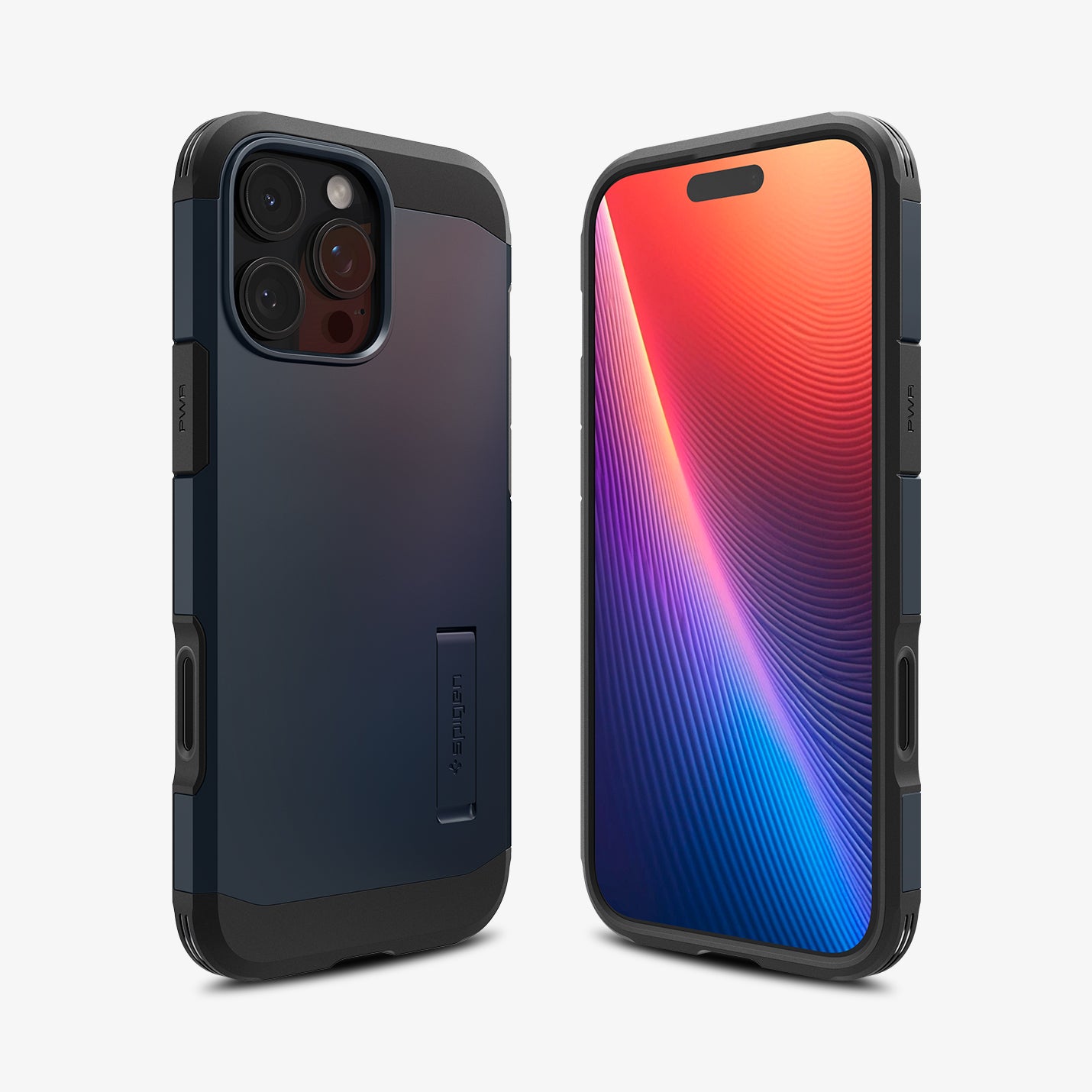 ACS08511 - iPhone 16 Pro Case Tough Armor T AI (MagFit) in Metal Slate showing the back, front and sides