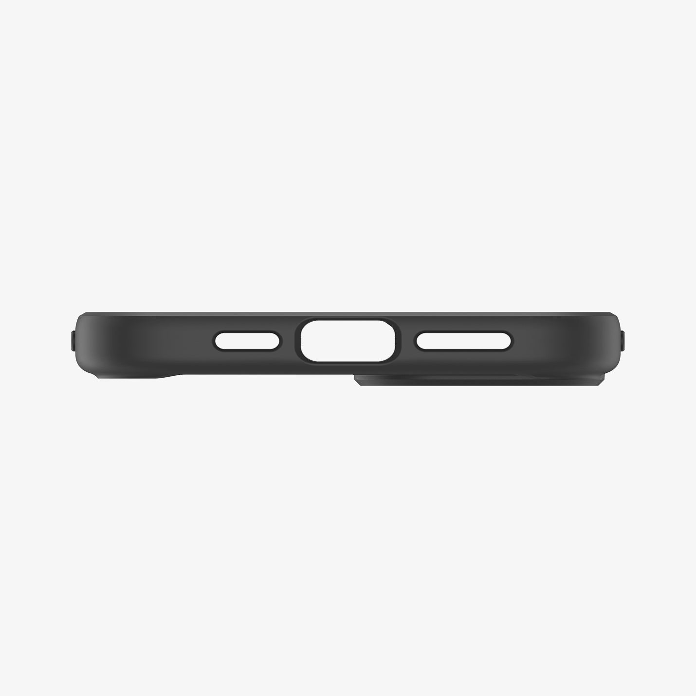 ACS06797 - iPhone 15 Case Ultra Hybrid in frost black showing the bottom with precise cutouts