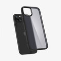 ACS06656 - iPhone 15 Plus Case Ultra Hybrid in frost black showing the back with case hovering away from device
