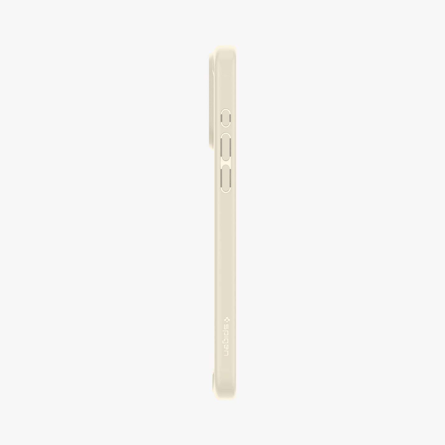 ACS06712 - iPhone 15 Pro Case Ultra Hybrid in mute beige showing the side with volume controls