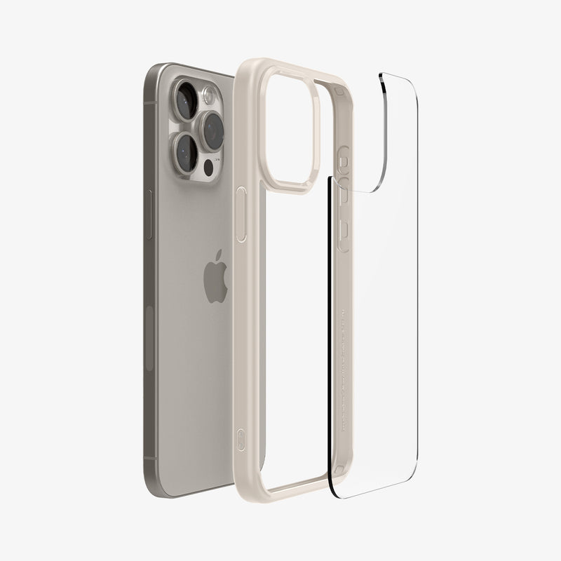 Case APPLE IPHONE 15 PRO MAX Spigen Ultra Hybrid Crystal Natural Titanium  beige  cases and covers \ Types of cases \ Back Case cases and covers \  Material types \ Hybrid