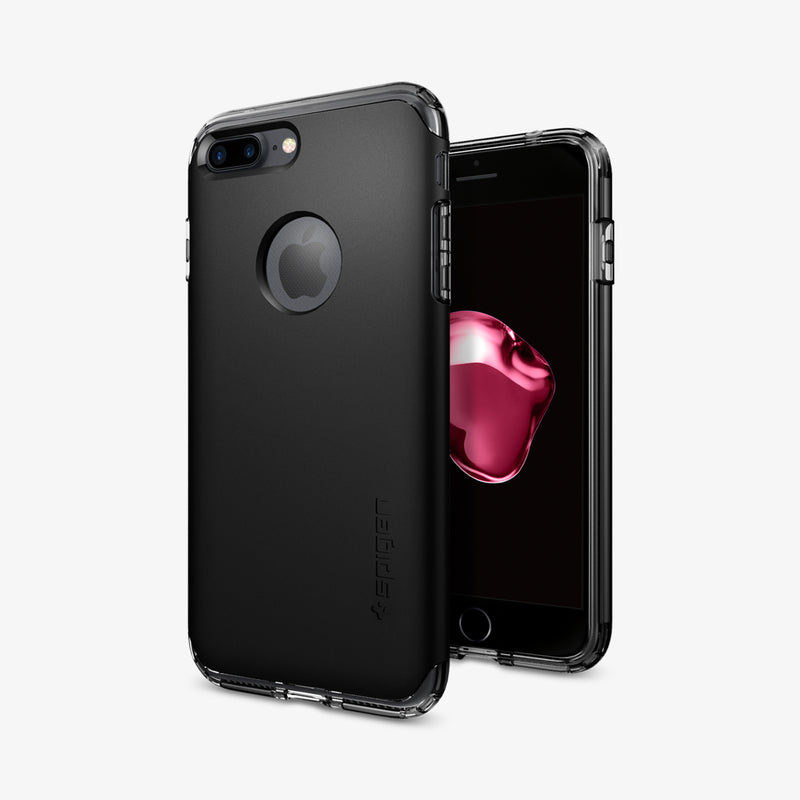 043CS20850 - iPhone 7 Plus Case Hybrid Armor in Black showing the back behind it, another device facing front