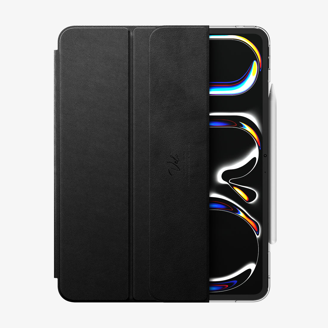 ACS09439 - iPad Pro 13-inch (2024) Case Liquid Air Folio in Black showing the front and back