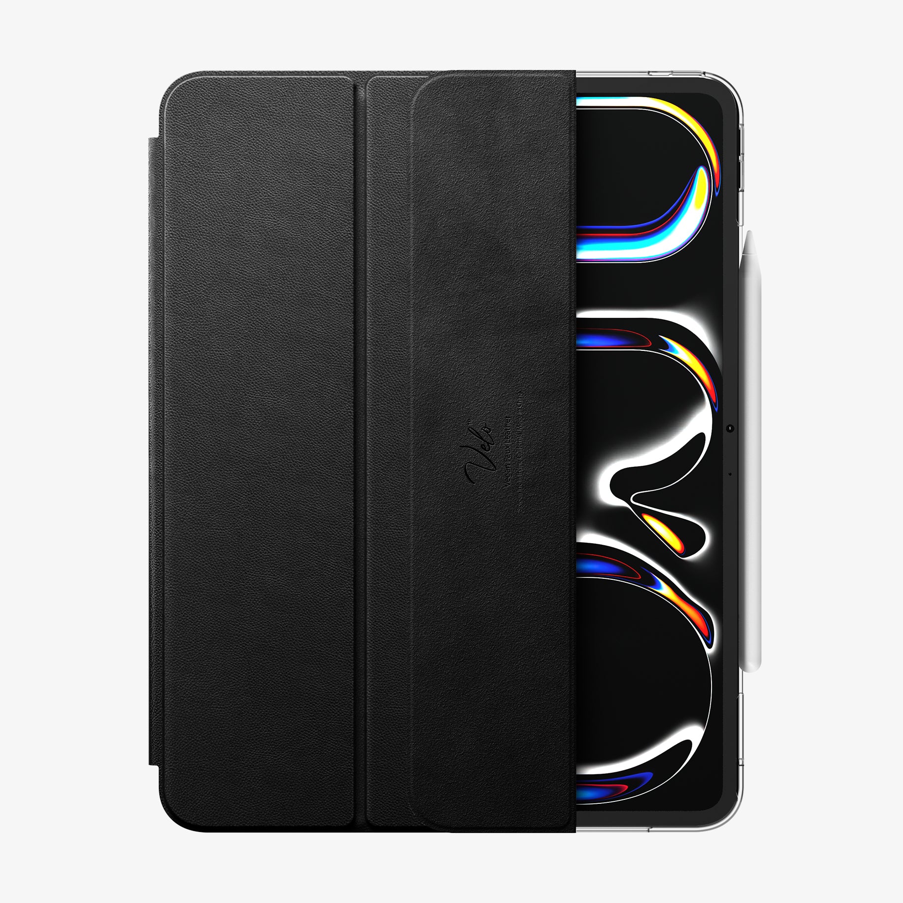 ACS09439 - iPad Pro 13-inch (2024) Case Liquid Air Folio in Black showing the partial front and partial front of the device