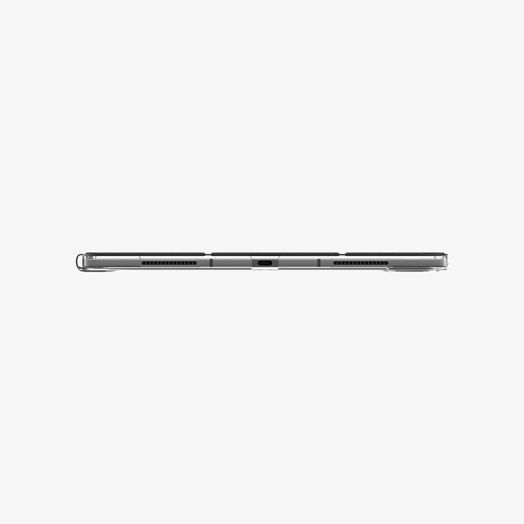 ACS09439 - iPad Pro 13-inch (2024) Case Liquid Air Folio in Black showing the side with usb c port and speaker 