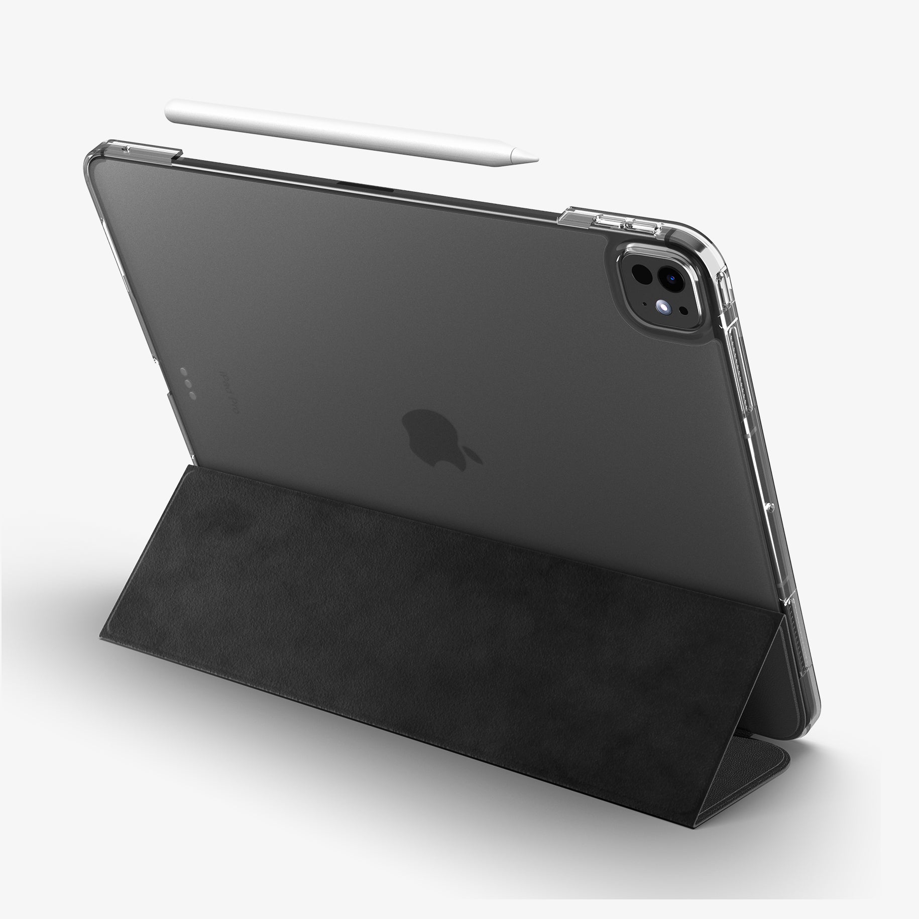 ACS09439 - iPad Pro 13-inch (2024) Case Liquid Air Folio in Black showing the back, cover folded into kickstand