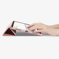 ACS07756 - iPad Air 11-inch (2025/2024) Case Urban Fit in Rose Gold showing a person's hand typing on the device screen while front case propped up as a built-in kickstand