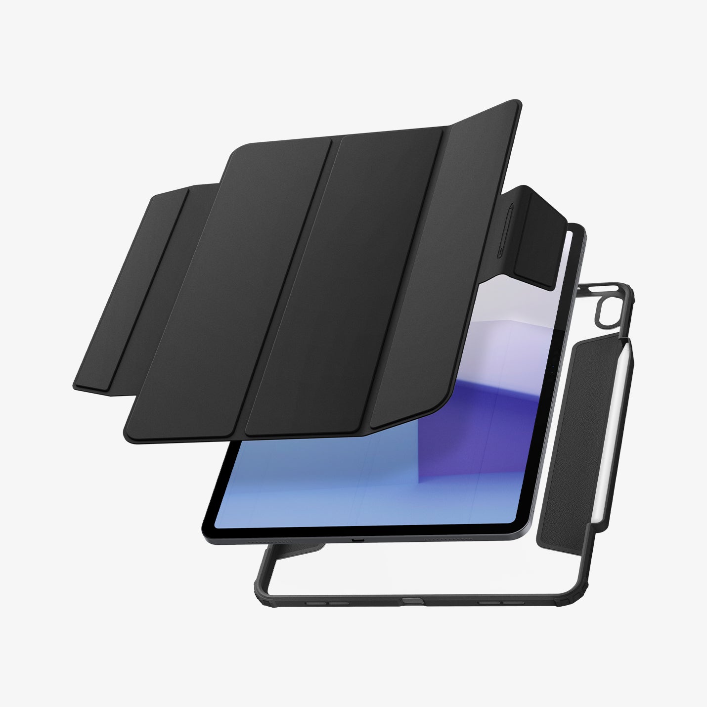 ACS07678 - iPad Air 12.9-inch Case Air Skin Pro in Black showing the front and back of case hovering away from device