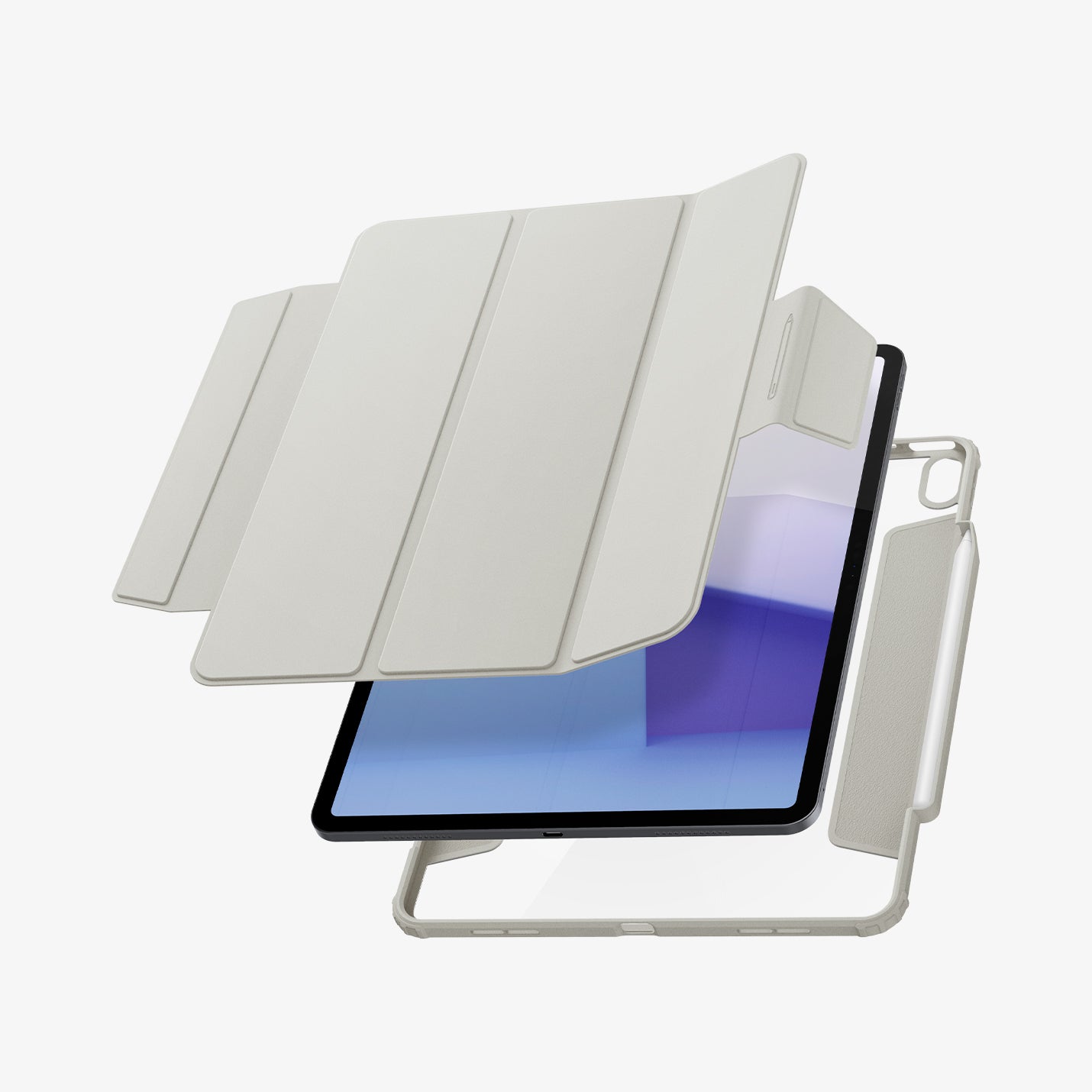 ACS07677 - iPad Air 12.9-inch Case Air Skin Pro in Gray showing the front and back of case hovering away from device