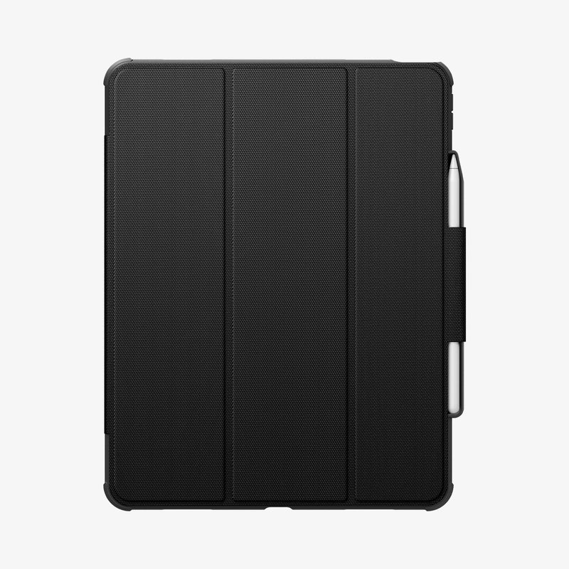 ACS07669 - iPad Air 12.9-inch Case Rugged Armor Pro in Black showing the front with a stylus pen attached